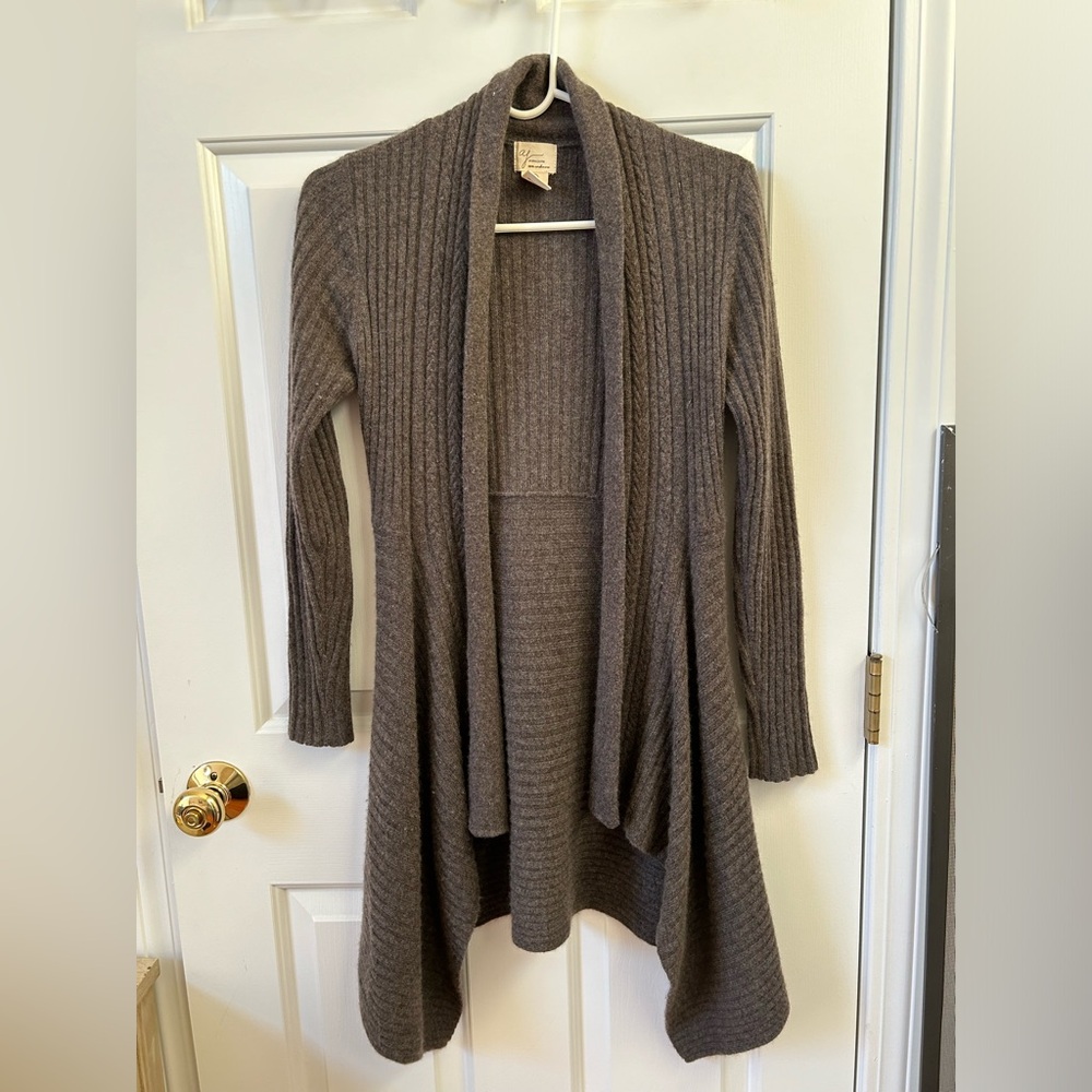 Andrea Jovine 100% Cashmere Gray Ribbed Cardigan